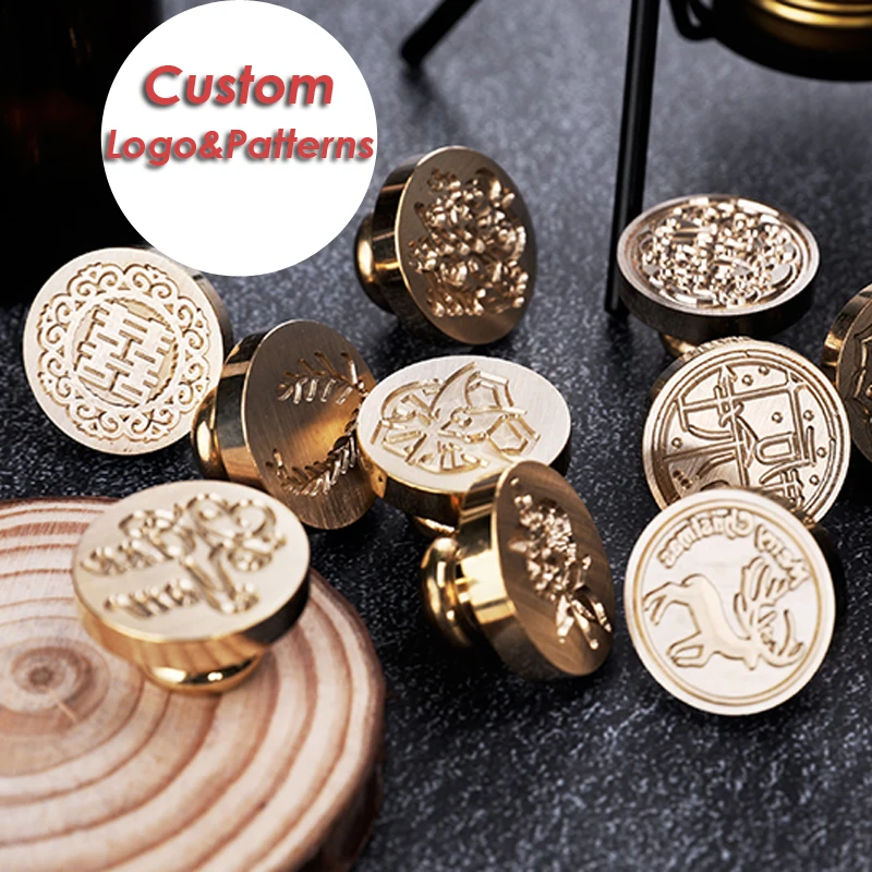 

Custom Personalized Logo Patterns Sealing Wax Stamp With Brass Copper Heads Paraffin Wax Seal DIY Wedding Gift Craft