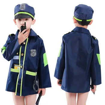 

Kids Policeman Costume + Hat Tool Set Boys Traffic Police Cop Cosplay Uniform Childrens Fancy Dress Party Ball Outfit Officer