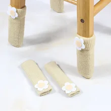 4 шт./компл. милый с аппликацией в виде цветка, с двойной Слои вязать стол стул для ног детская коляска с покрывалом для ног протектор с отворотами носки на рукавах Эластичный Нескользящая обувь