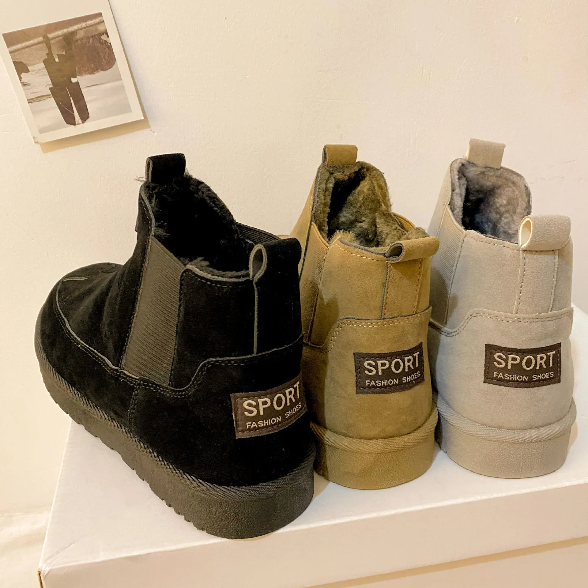 Winter Boots Men High-top Water-resistant Cotton Shoes Male Plus Velvet Warm Couple Snow Boots Northeast Outdoor Casual Shoes
