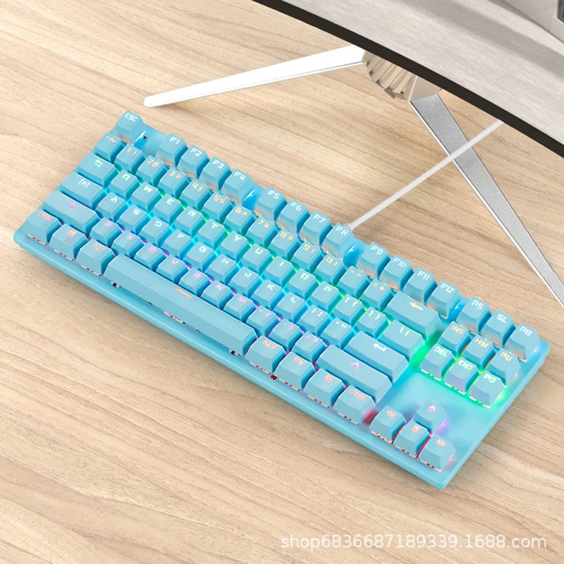 Jogo de Teclado Mecânico do Jogo Mecânico para Computador Portátil do Jogo Anti-fantasma Backlit Interruptor Azul 87key Teclado Rgb Mix - Imagem 6