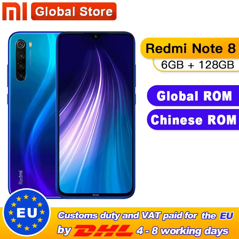 Смартфон Xiaomi Redmi Note 8 глобальная прошивка 6 ГБ 128 Восьмиядерный процессор Snapdragon 665