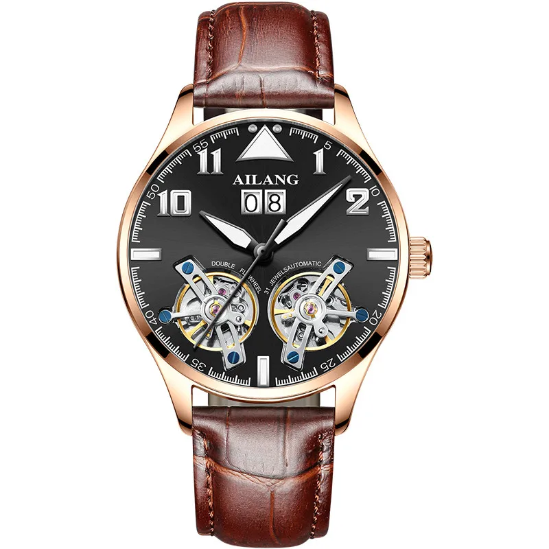 

Double Tourbillon AILANG Men Automatic Mechanical Fashion Top Brand Sport Sapphire Watch Man Luminous Military Leather Watches