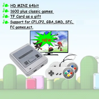 

64 Bit Retro Mini Super Classic HD TV Video Game Console Wired Joystick with 1600 Games Handheld Gaming Players New 2020 Gift