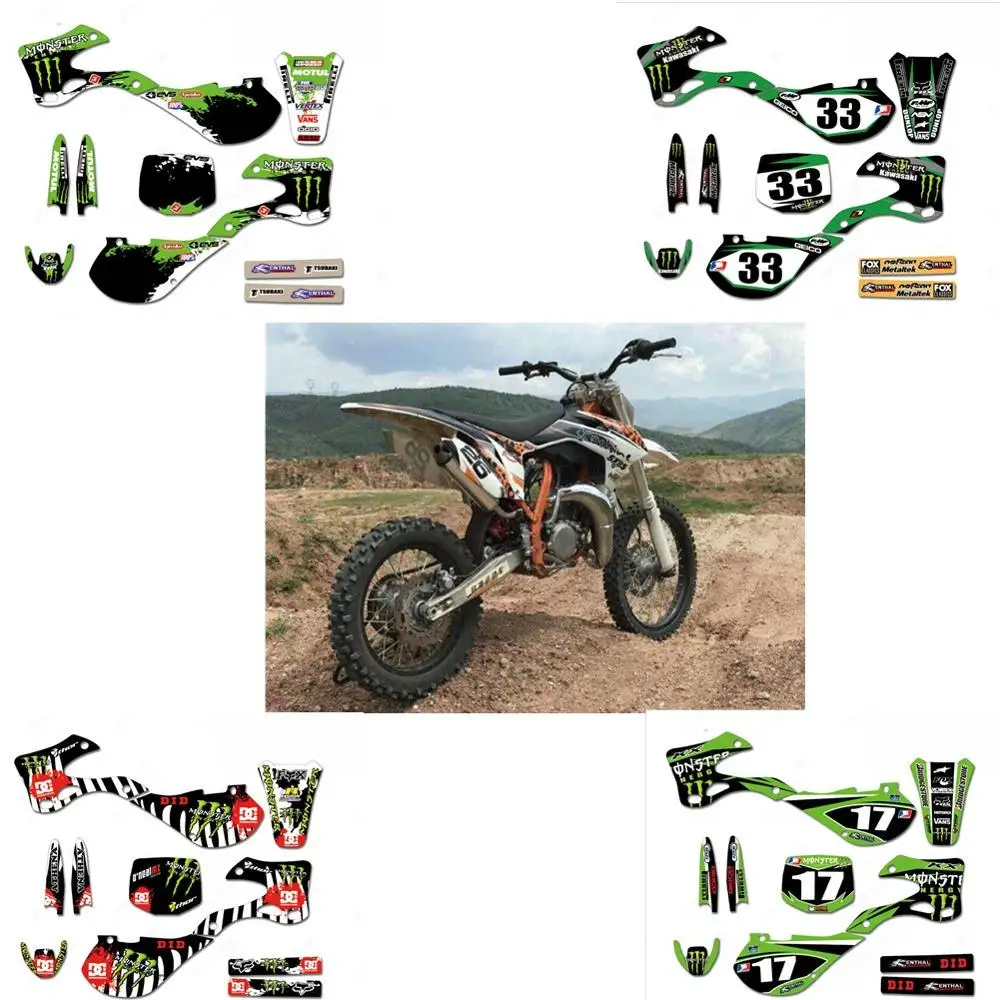 

Motorcycle TEAM GRAPHICS & BACKGROUNDS DECALS STICKERS Kits For Kawasaki KX125 KX250 1999 2000 2001 2002 KX 125 KX 250