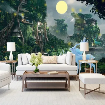 

milofi factory custom wallpaper mural 3d nordic forest cartoon deer children background wall decoration painting