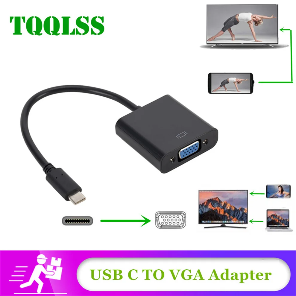 TQQLSS tipo C hembra Cable adaptador VGA gran oferta USB-C a USB 3,1 a VGA adaptador para portátil USB-C a VGA convertidor