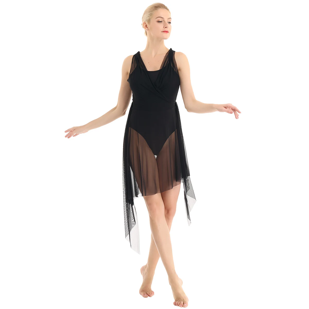 Женская юбка-пачка на взрослого танцевальный балетный ассиметричный гимнастический купальник для фигурного катания на коньках балерина сценический костюм