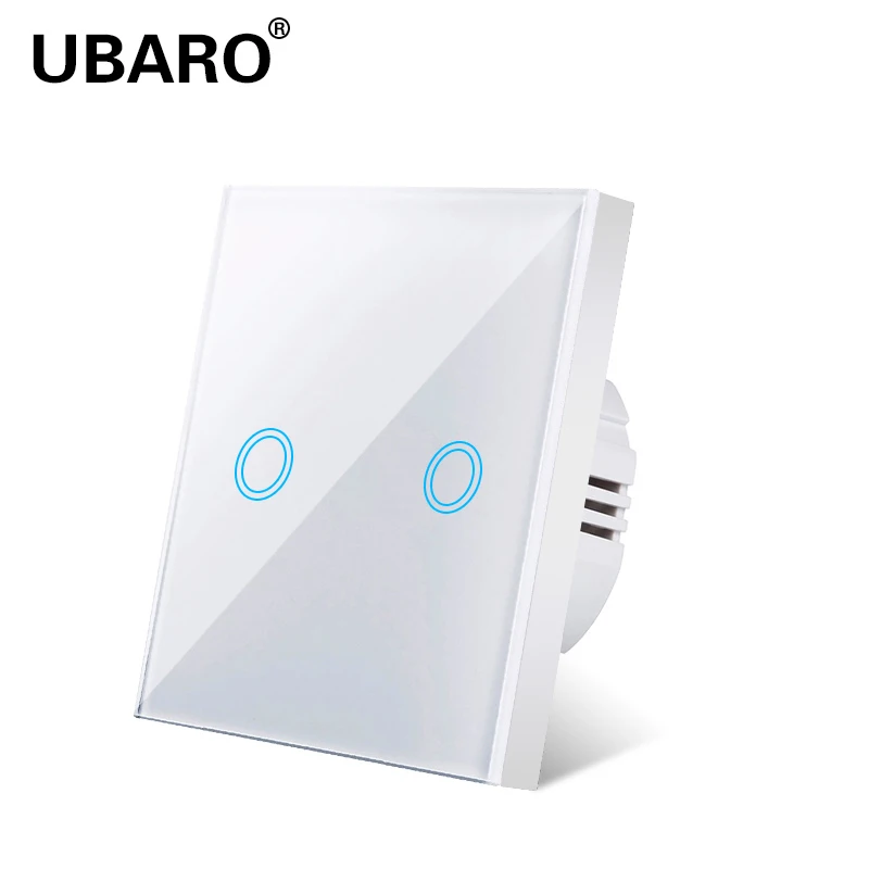 

UBARO touch switch, eu standard, white crystal, glass panel, touch switch, ac220v, 1/2/3 channel, wall touch switch