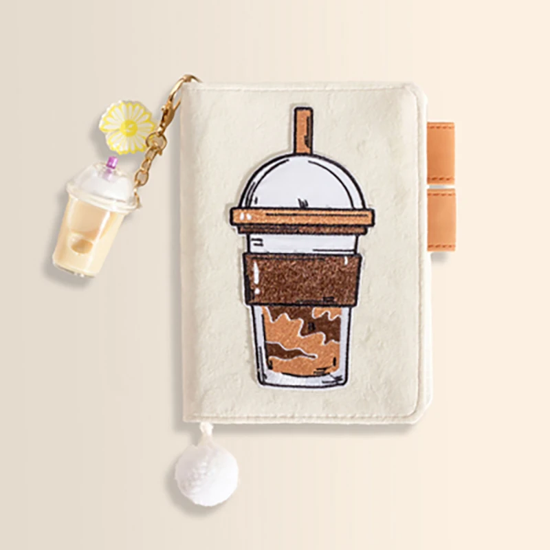 

Teacup pattern Embroidery cloth stickers Notebook Soft cloth A6 Grid pages Diary Original pendant Travel Notepad Stationery Gift