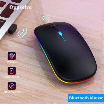 

Oppselve 2.4GHz Wireless Mouse Bluetooth With USB Receiver Colorful Light Silent Mice Portable Gaming Mouse For Laptop PC Gamer