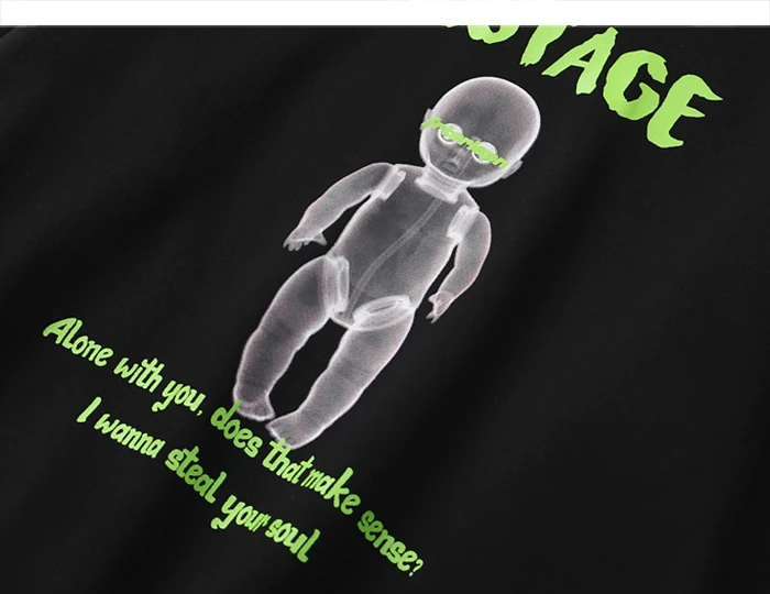 AELFRIC хип хоп Alien Baby мужские пуловеры с принтом уличная мода Топы с длинным рукавом Harajuku повседневные хлопковые толстовки с капюшоном