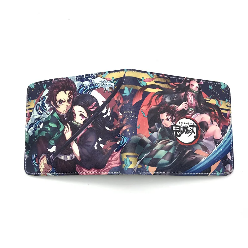 Anime Demon Slayer Kimetsu No Yaiba Tanjiro Kamado Leather Short Purse With Coin Pocket  Card Holder 