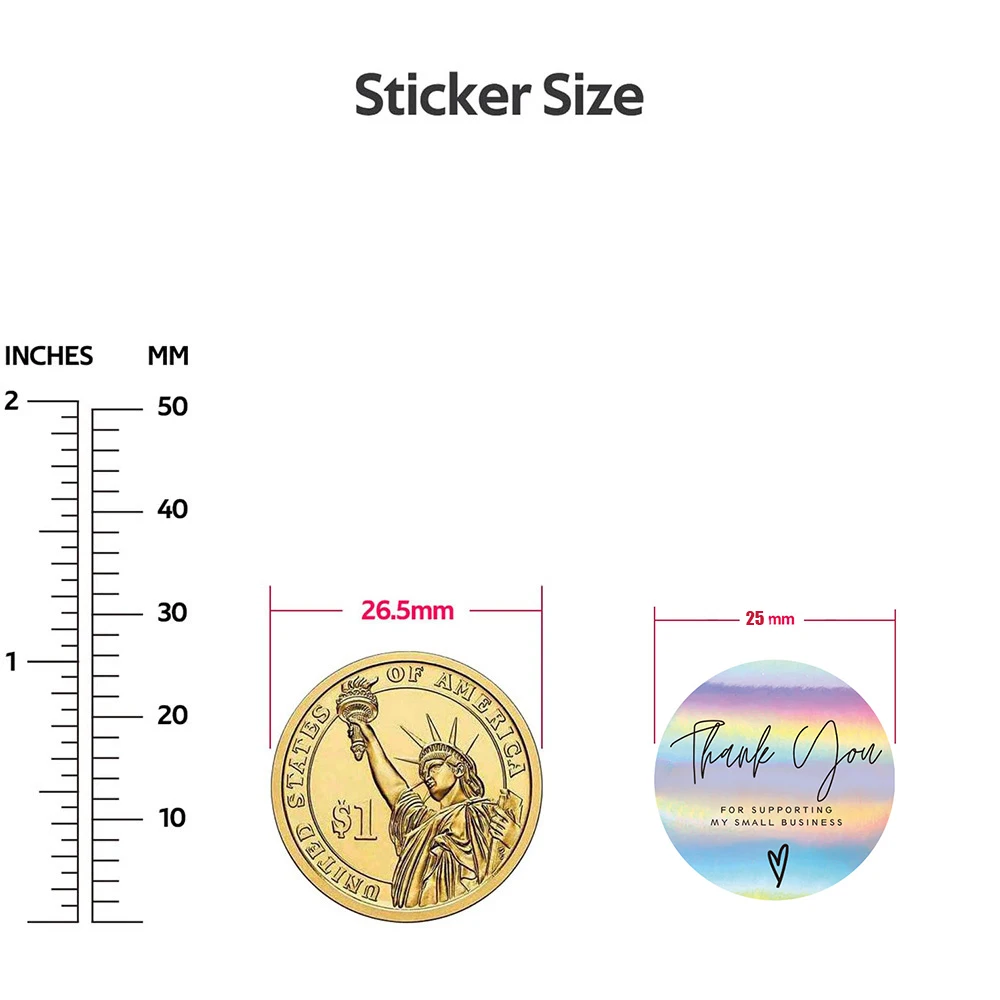 100-500 бр. Дъгови лазерни благодарствени стикери 1 инчови стикери за малък бизнес Залепващи етикети за бутици Опаковъчни консумативи
