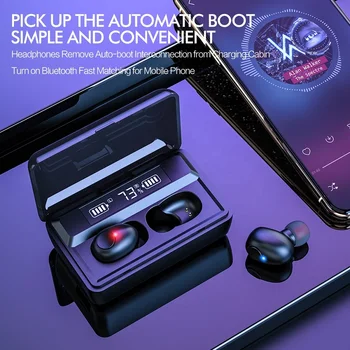 

MEUYAG TWS Wireless Earpiece Bluetooth 5.0 Sports Waterproof Earhook Headsets with Charging case For huawei xiaomi phone