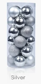 silver 24 шт./компл. Рождественская елка украшение шар диаметр 8 м Елочная игрушка навесная Рождественская цветная шар Блестящий игрушечный шарик домашние вечерние декоративное украшение - Цвет: silver