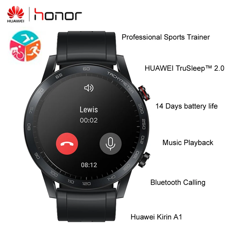 

Original Huawei Honor Magic 2 Minos 46MM Smartwatch GPS+Glonass 15 Sports Models Fitness Tracker 5ATM Swimming Blood oxygen Watc