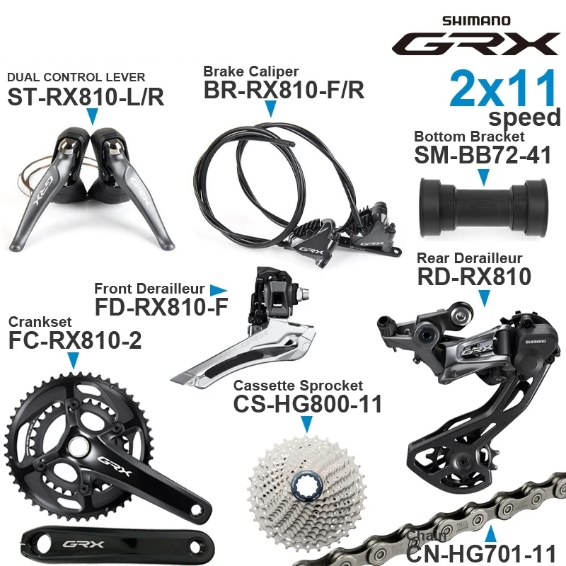 SHIMANO GRX RX810 2x11v Groupset with Shifter Front Rear