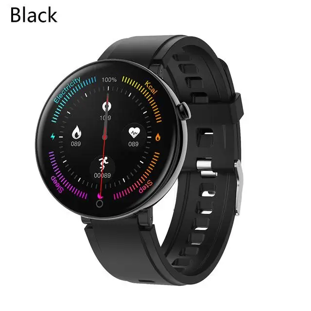Черный 10 шт. DT18 Смарт часы круглый сенсорный экран Smartwatch сердечного ритма умный фитнес трекер IP67 спортивный модный браслет для мужчин - Цвет: Черный