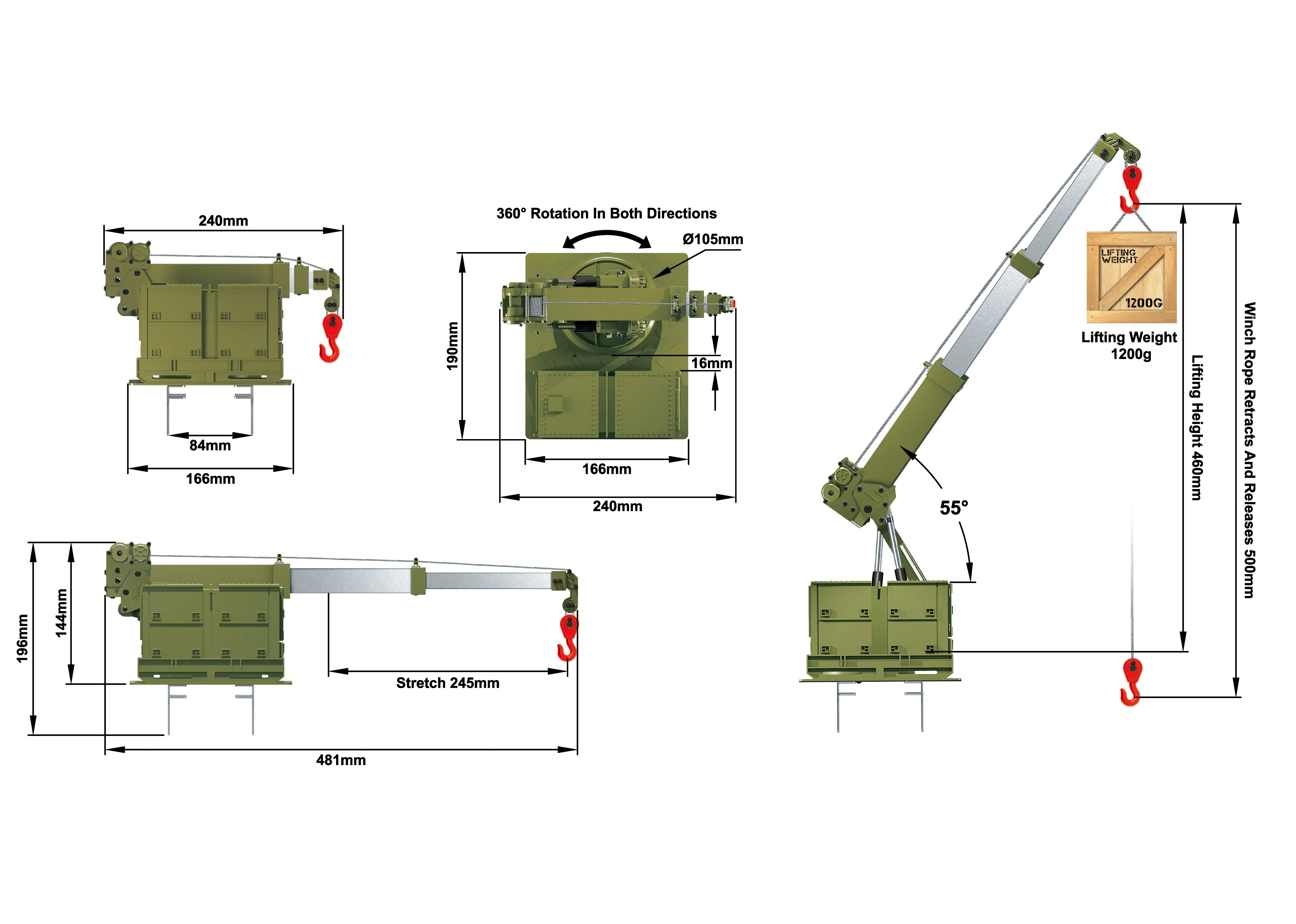 Подъемный рычаг крана HG 1/12 для радиоуправляемого военного трактора грузовика 8*8