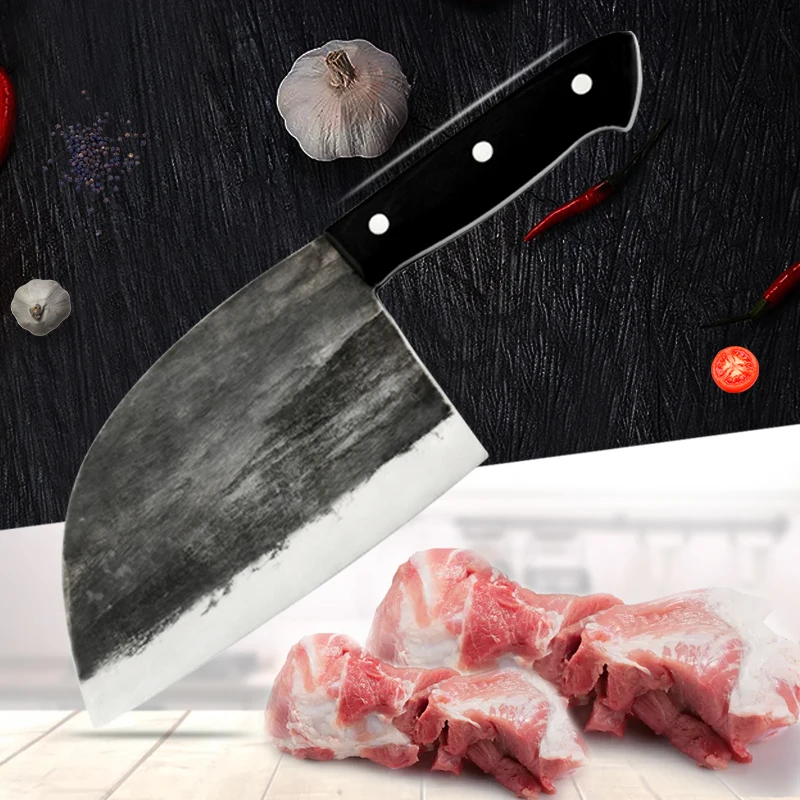 

6.5" Handmade Full Tang Butcher Chef Meat Bone Kitchen Knife Tools Forged High-carbon Clad Steel Kitchen Knives Cleaver Tool