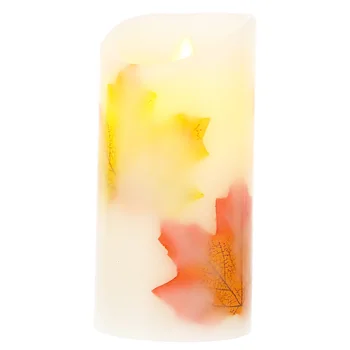 

2pcs Elegant Maple Pattern LED Lights Flameless Candle Light Pillar Candle Lamps