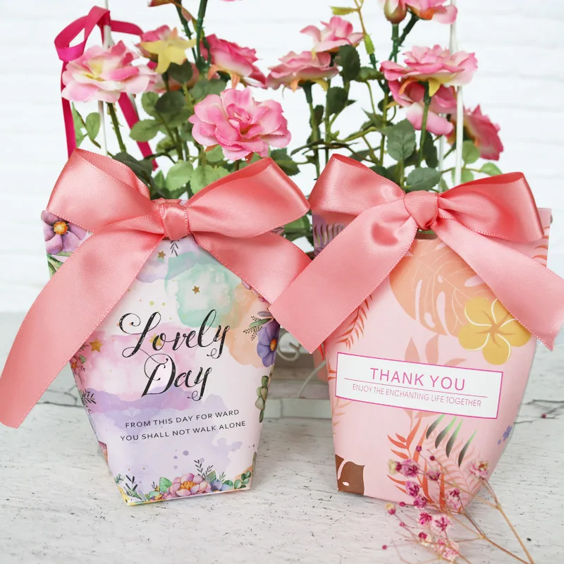 

20sets Gift Boxes with Ribbon Unicorn Flamingo Wrapping Supplies Bag Candy Packing Pouches Candy Cookie Box Wedding Party Favor