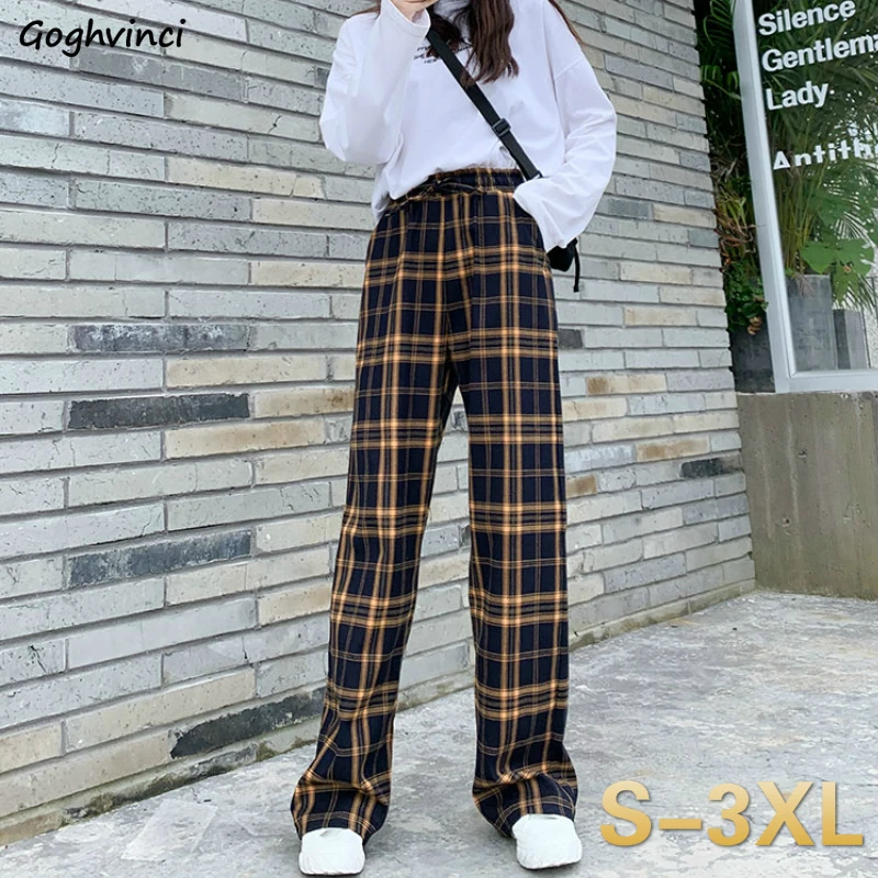 Casual Pants Women Plaid Loose Plus Size 3XL Summer Breathable Womens Straight Mopping Harajuku Capris Streetwear Hip-hop Trendy Casual Pants Women Plaid Loose Plus Size 3XL Summer Breathable Womens Straight Mopping Harajuku Capris Streetwear Hip-hop Trendy