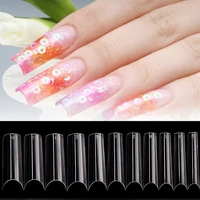 500pcs XL Long False Nail Tips C Curve Artificial Square Full Cover Nails Tips Clear Manicure Extra Long False Nail Art Salon