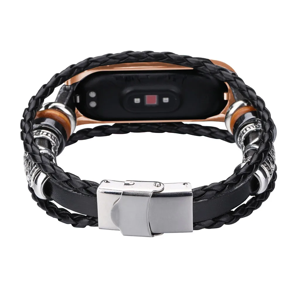 Модный кожаный браслет SmartBand с бусинами плетеный сменный ремешок для часов Xiaomi Mi