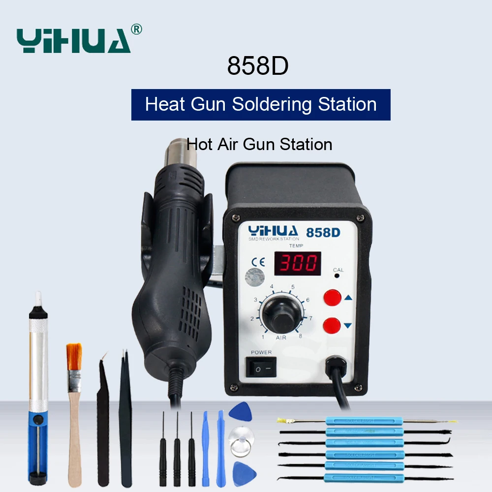 YIHUA 858D Rework Station Hot Air Gun SMD Soldering Desoldering Station 700W 
