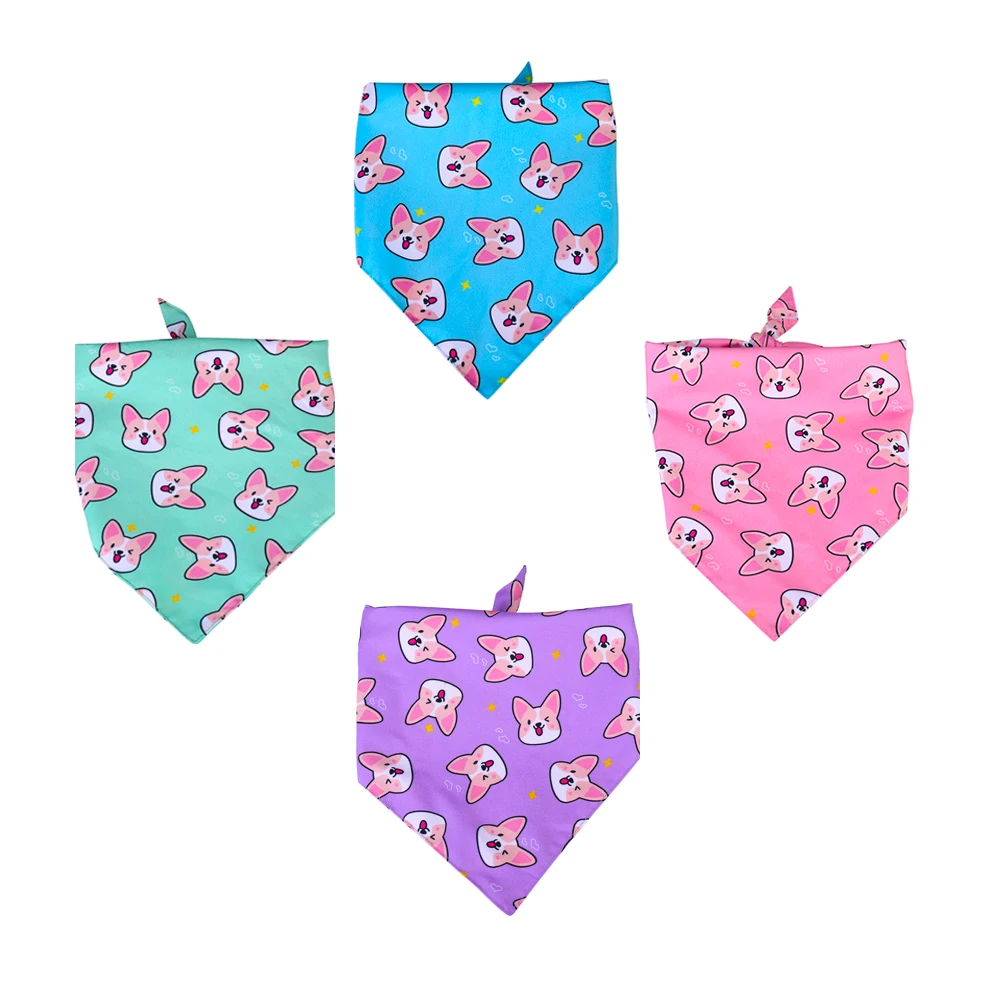 Cartoon Dog Bandanas Scarfs for Puppy Small Medium Large Dogs Reversible Pets Accessories Scarf Bibs Kerchief | Дом и сад