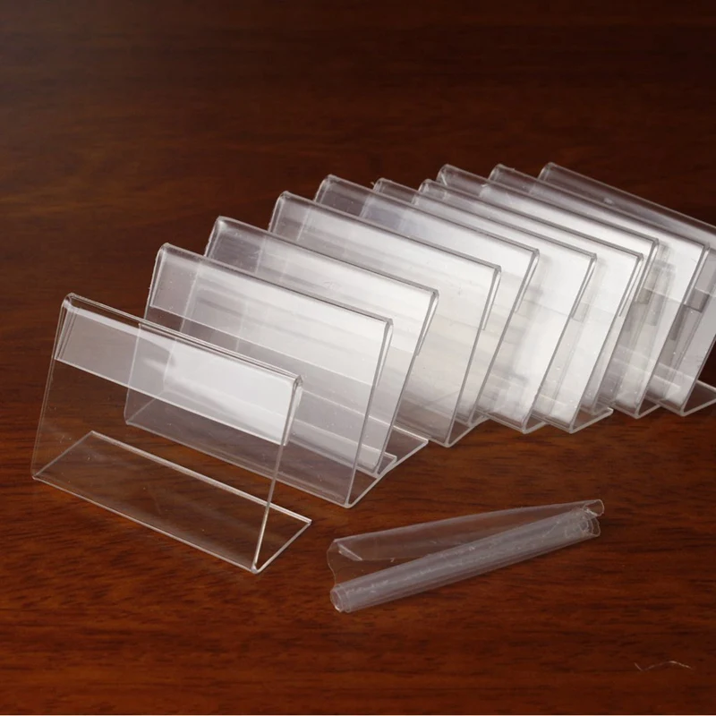 

30Pcs Sign Display Holder Price Name Card Tag Mini Sign Label Counter Top Stand Case 6cm x 4Cm
