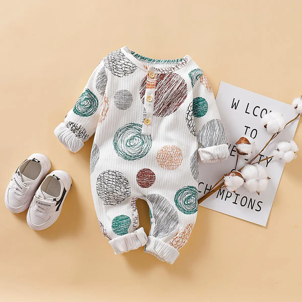 Toddler Rpmper Newborn Baby Girl Autumn Cotton and linen Romper Jumpsuit Outfits Cotton Cute Clothes