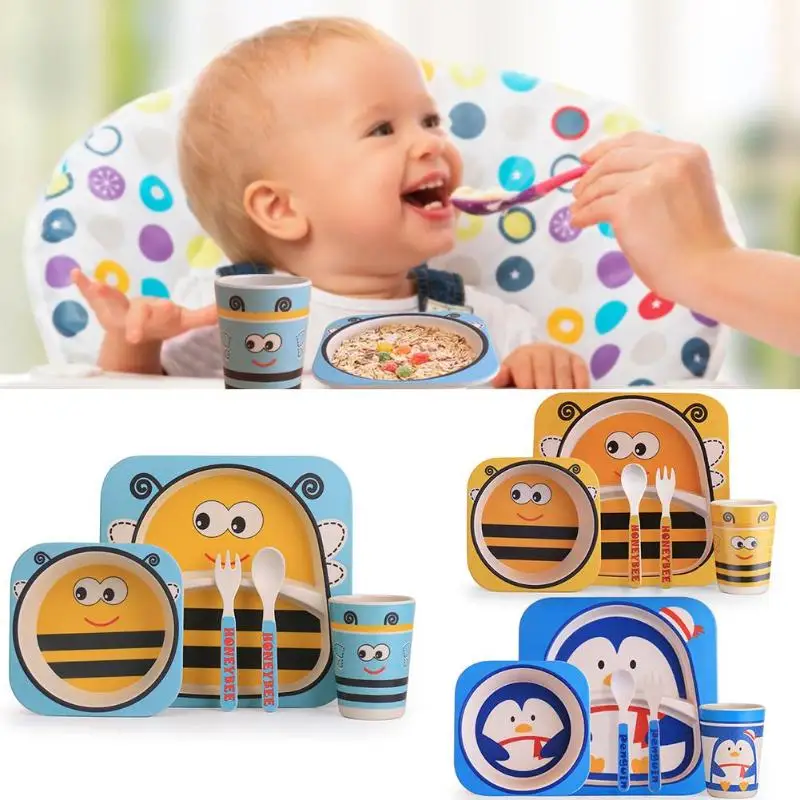 

Eco-friendly Bamboo Fiber Baby Plate Dishes Children Tableware Set Dinnerware Creative Feeding Bowl Separation Plate