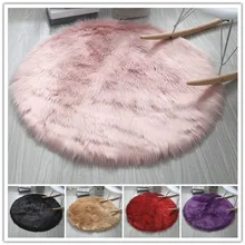 

1X Round Plush Carpet Thick Fluffy Rug For Living Home Decor Bedroom Kid Room Floor Soft Velvet Artificial Wool Home Decoration