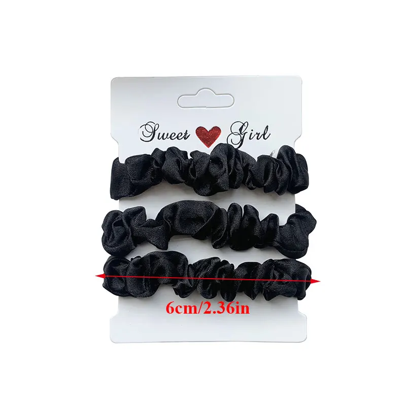 3PCS/Set Pack Silk Satin Hair Scrunchie Women Solid Color Hair Ties Ponytail Holders Silk Hair Accessories Rubber Band Hair Ring