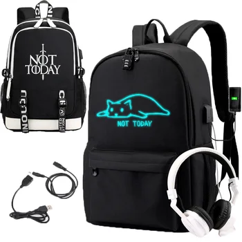 

Luminous Letter Backpacks for School Students Black Large Capacity Shoulders Backpack Teenagers Personality Travel Bags