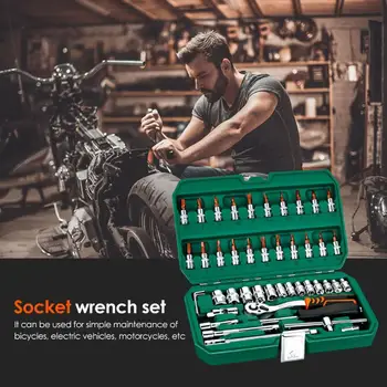 

Portable 46pcs/set Universal Spanner Multi-function Socket Wrench Car Repair Hand Tools Household Tools Accessory