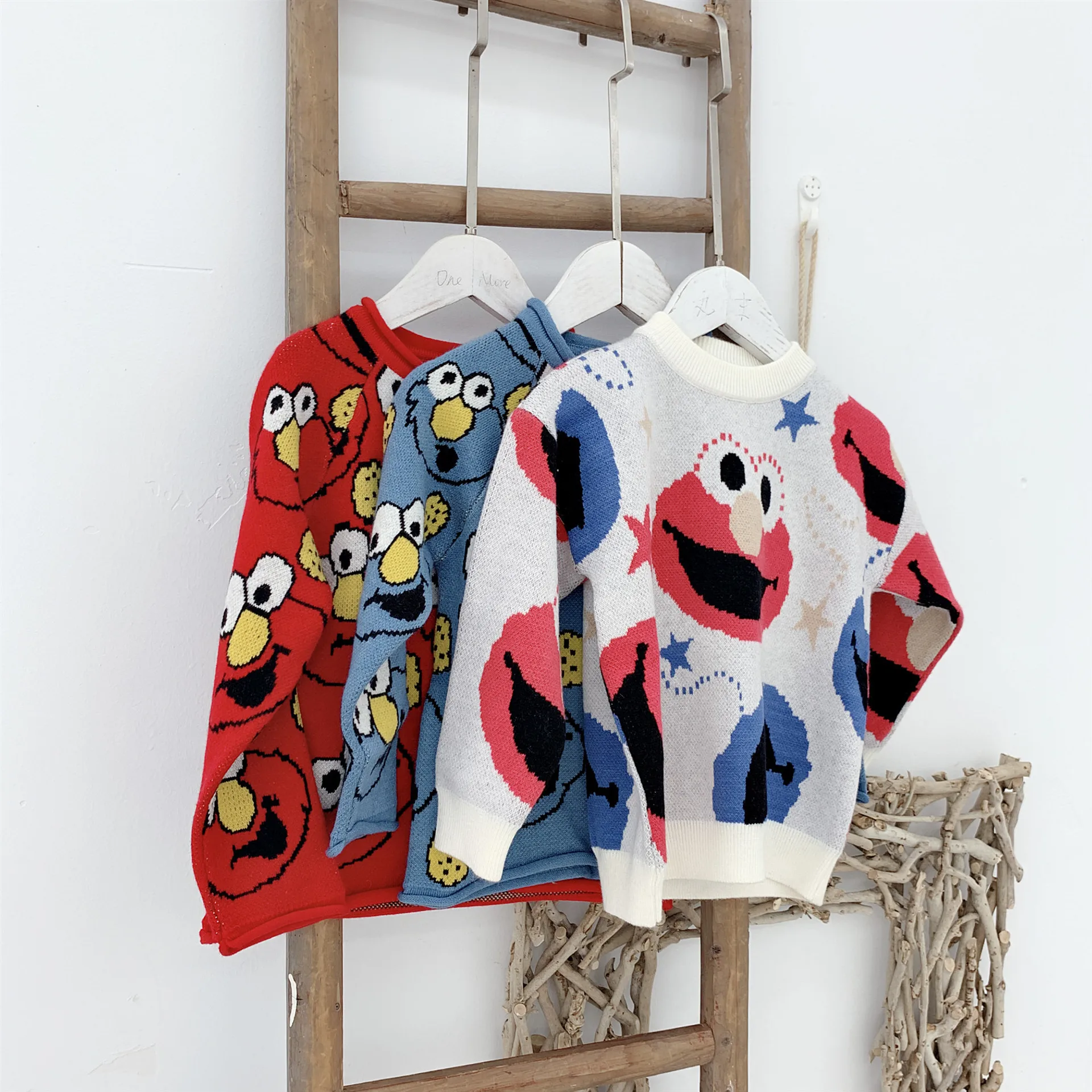 

2019 Childrenswear New Style Kids' Sweater Cartoon Sesame Street Cotton Knitted Pullover CHILDREN'S Sweater