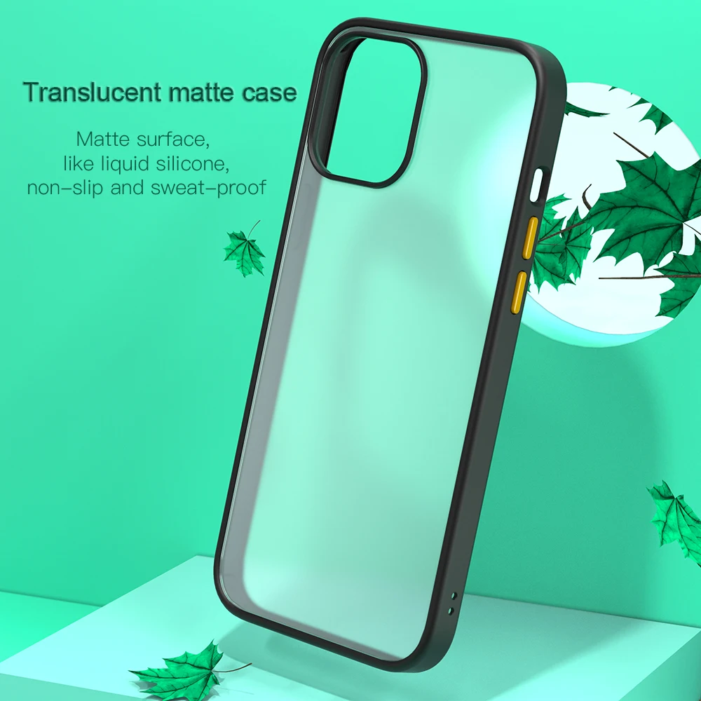 KEYSION Fashion Matte Case for iPhone 12 12 Pro Max 2020 New Transparent Shockproof Phone back Cover for Apple iPhone 12 12 Mini