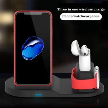 

3 in 1 Wireless Charger Fast Wireless Charging Stand For iPhone Charging Dock For Apple Watch Air Pods-No AC Adapter