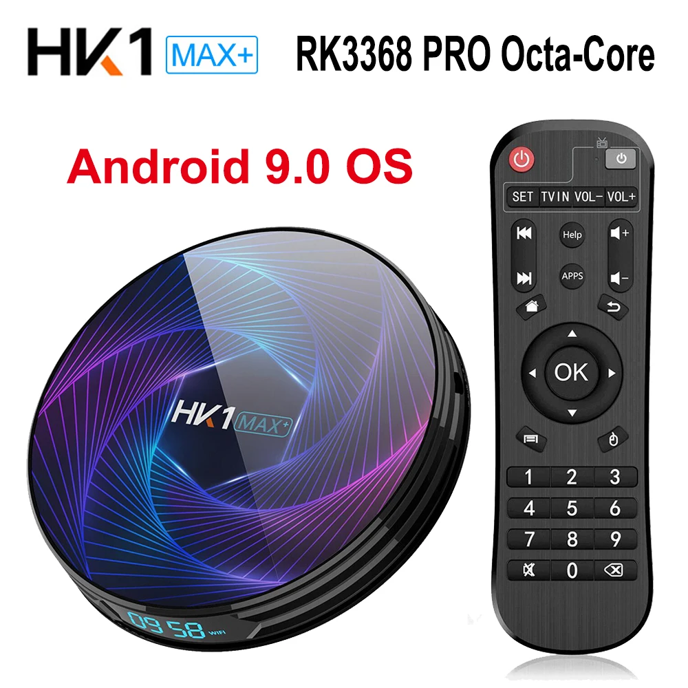 HK1 MAX Plus приставка для цифрового ТВ Восьмиядерный Android 9,0 Смарт ТВ приставка 4K 4G 128G RK3368 PRO 2,4/5g Wifi H.265 1000M ТВ приставка