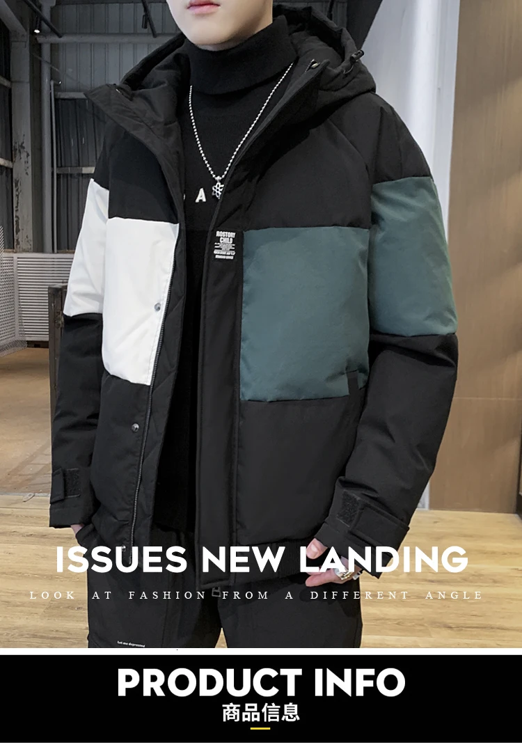 Winter Down Jacket Men's Warm Thicken Parka Men Fashion Hit Color Hooded Coat Man Loose Cotton Jacket Male Clothes Outwear M-3XL