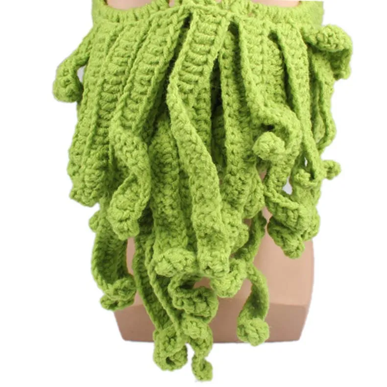 Unisex Octopus Pattern Winter Warm Knitted Wool Ski Face Mask Knit Hat Squid Cap FEA889