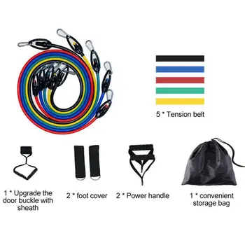 

11 PCS Fitness Pull Rope Resistance Bands Latex Strength Gym Equipment Yoga Exercise Fitness Rubber Tubes Band Stretch