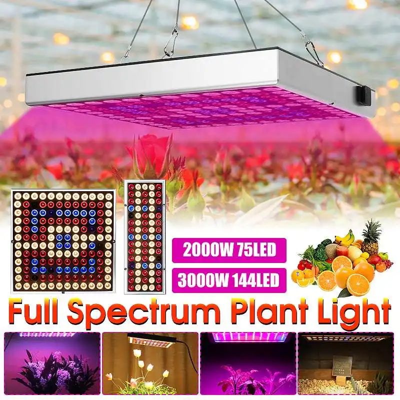 3000W 144LED Grow Light Full Spectrum Greenhouse Hydroponic Office Indoor Grow Lights Flower Veg Growing Lamp Gardening Supplies