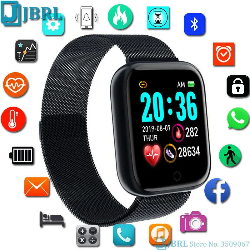 Square Smart Watch Women Men Smartwatch Electronics Clock For Android IOS Fitness Tracker Fashion Bluetooth Smart-watch | Электроника