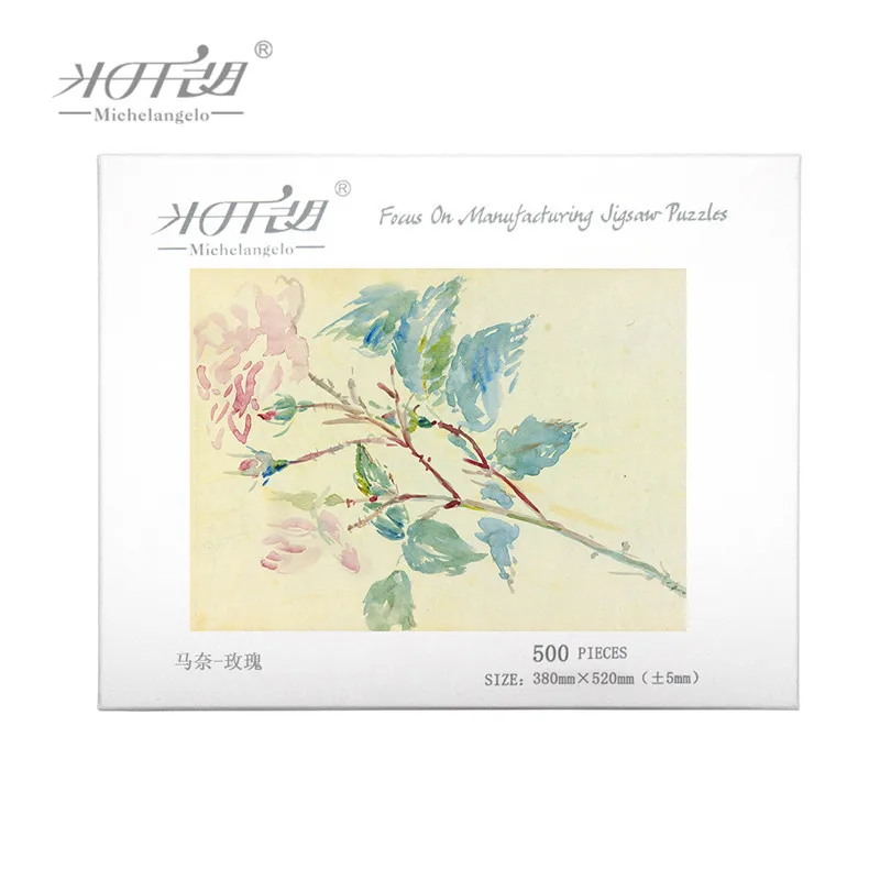 Michelangelo деревянные головоломки 500 1000 штук Edouard Manet Rose Flower Живопись Искусство коллекционные вещи обучающая игрушка домашний декор