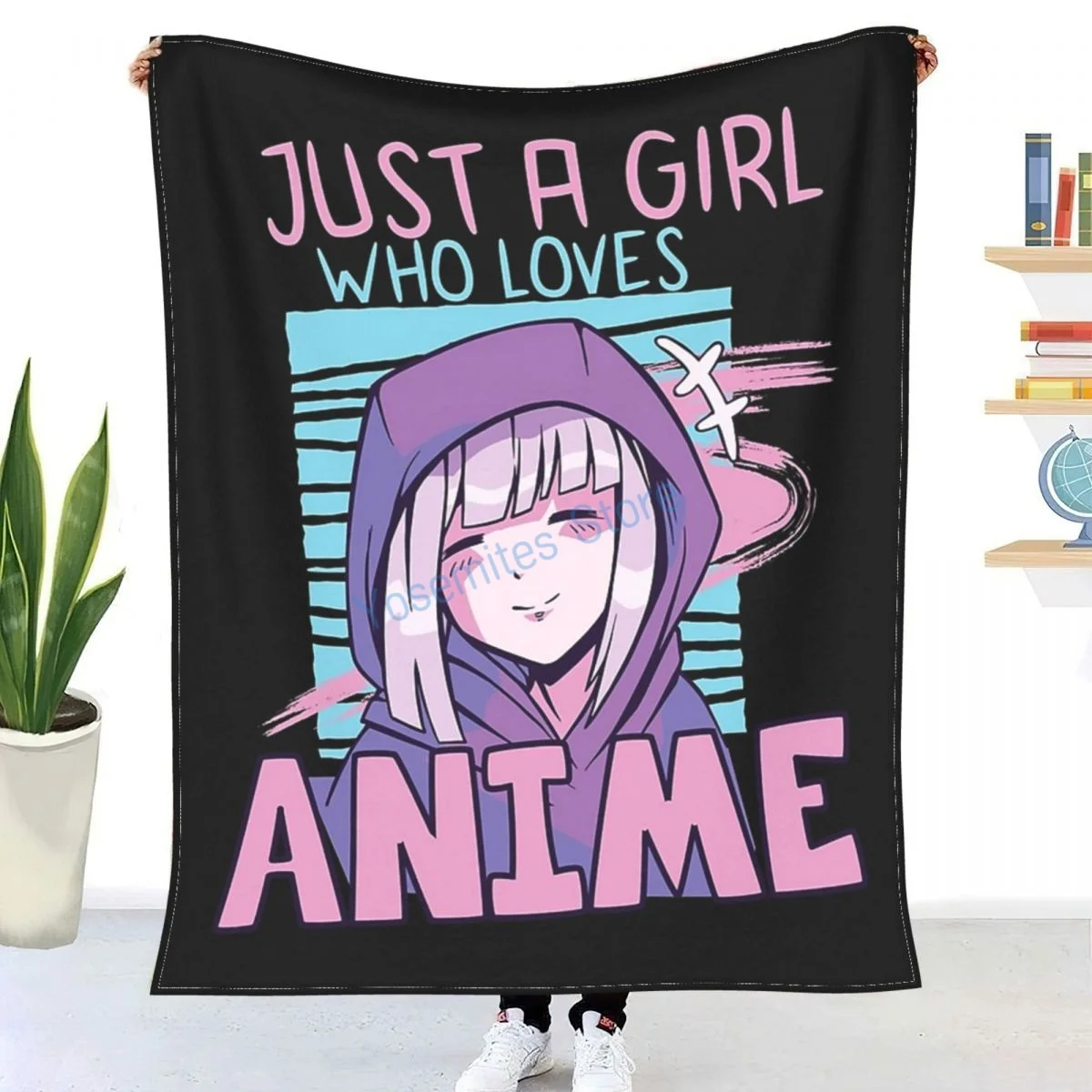 

Just A Girl Who Loves Anime Cute Anime Girl Throw Blanket Winter flannel bedspreads, bed sheets, blankets on cars and sofas